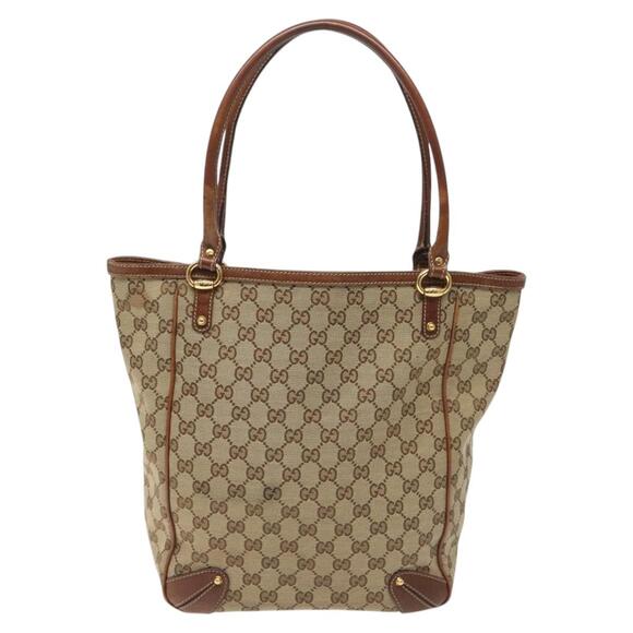 GUCCI GG Canvas Tote Bag Beige Gold - Picture 2 of 16